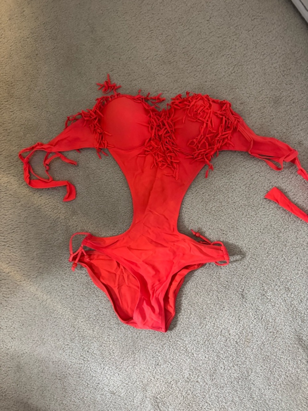 Coral Cut-Out One-Piece Swimsuit Monokini bathing suit 1 piece - Picture 3 of 3